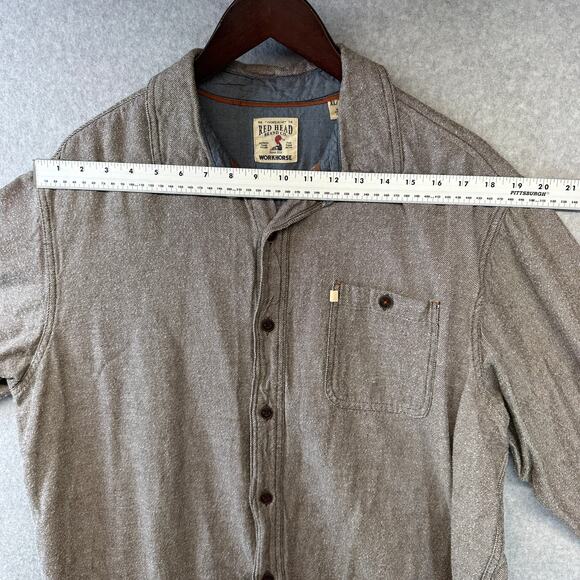 Red Head Brand Workhorse Shirt Mens Size XL Brown Cotton Long Sleeve Button Up - Picture 14 of 16